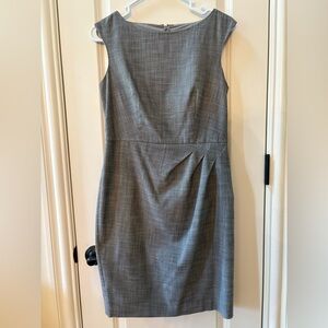 Ann Taylor Gray Asymmetrical Pleated Sheath Dress